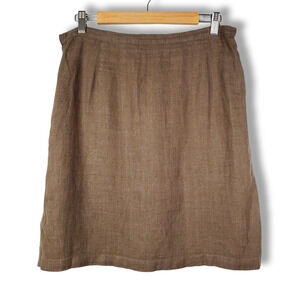 Chico's Knee-Length Linen A-Line Skirt Brown Size 1 / Medium